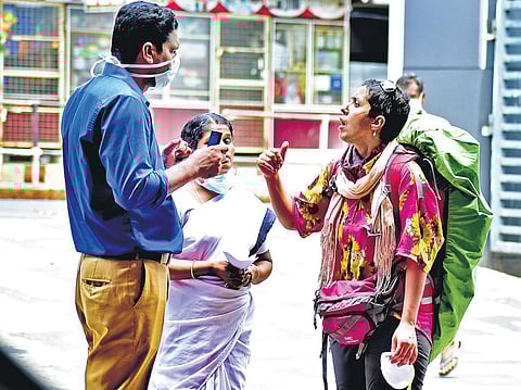 An Iranian woman who was brought to the Pathanamthitta General Hospital to undergo a test for COVID-19 arguing with RMO Ashish Mohan | Shaji Vettipuram