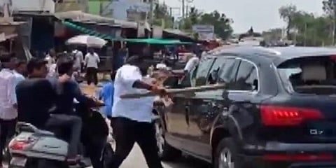 TDP leaders attacked allegedly by YSRC workers. (Photo | Screengrab)