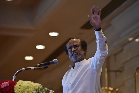 Actor Rajnikanth speaks at the press meet, in Chennai on Thursday (Photo | R. Sathish Babu, EPS)