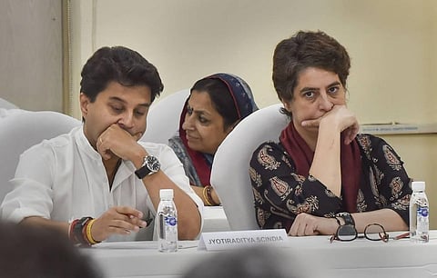 Jyotiraditya Scindia was also appointed party general secretary along with Priyanka Gandhi and was given the charge of western UP districts ahead of Lok Sabha elections in January 2019. (File photo | PTI)