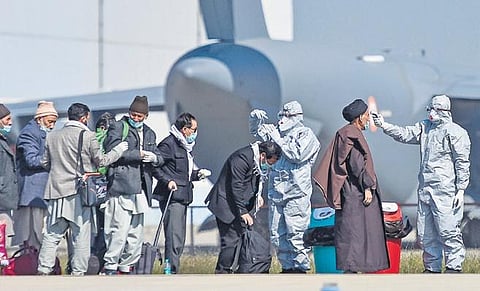 Indians who were flown back from Iran;