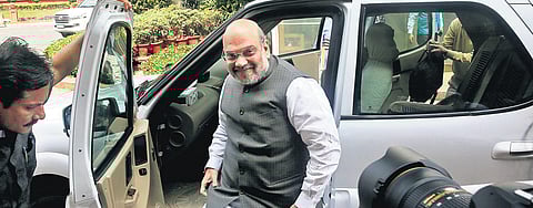 Union Home Minister Amit Shah arrives at Parliament House in New Delhi on Thursday | SHEKHAR YADAV