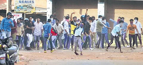 File photo released by police of vandalism in Mangaluru, allegedly by protesters (File | EPS)