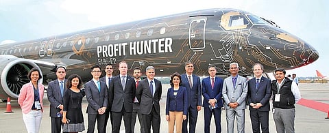 Profit Hunter E195 Embraer aircraft at Wings India 2020 at Begumpet airport on Thursday