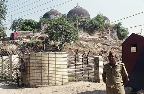 Babri Masjid in Ayodhya before it was demolished by kar sevaks on December 6, 1992 (File Photo| AP)