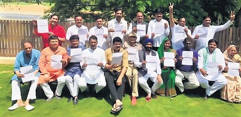 A recent picture of Madhya Pradesh MLAs staying in Bengaluru resorts