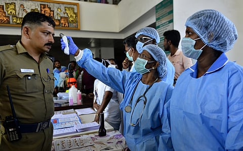Officers quarantined before meeting was held for the precautionary measures of coronavirus where police officers and corporation officials gathereed. (Photo | D Sampathkumar/EPS)
