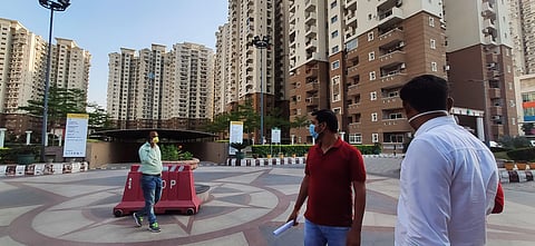 Hyde Park Society in Sector-78 Noida where one confirmed coronavirus-infected case. (Photo | EPS)