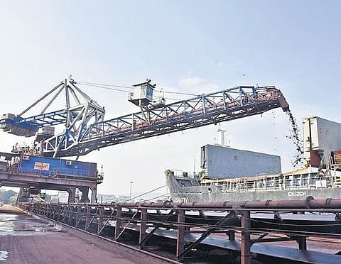 A view of the cargo handling at the port in the city I Express