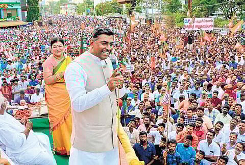BJP national general secretary P Muralidhar Rao addressing a gathering in support of CAA in Nagercoil on Sunday | EXPRESS