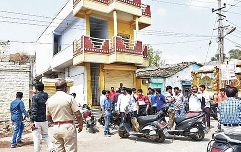 The house on which pro-Pakistan slogans were written in the Haft Gumbaz area of Kalaburagi on Sunday | Express