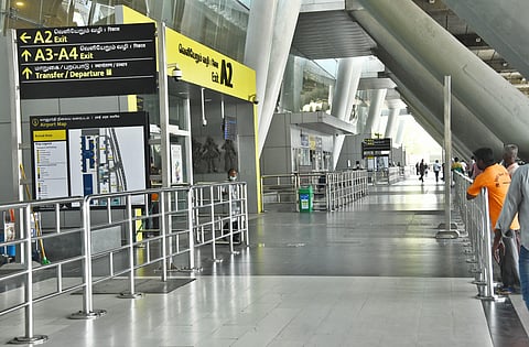 Chennai Airport wears a deserted look after many domestic flights been cancelled after the coronavirus outbreak. (Photo | Ashwin Prasath/EPS)