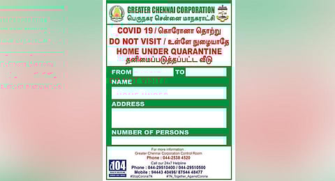 The sticker will also have the starting and ending date of the quarantine period. (Photo | Express)