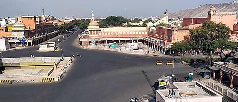 A deserted view of a road as people observe the Janata Curfew amid the rising cases of COVID-19 in Jaipur on Sunday. (Photo| ANI)