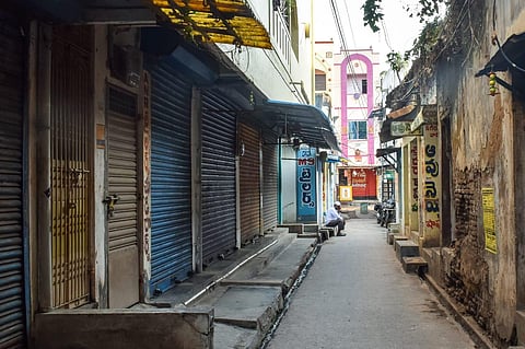 Shops remain closed in Srikakulam, Andhra. (Photo | EPS)