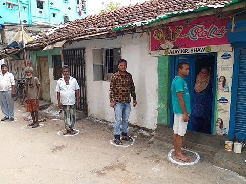 People out on the streets to purchase essential items made to practice social distancing. (Photo| Twitter)