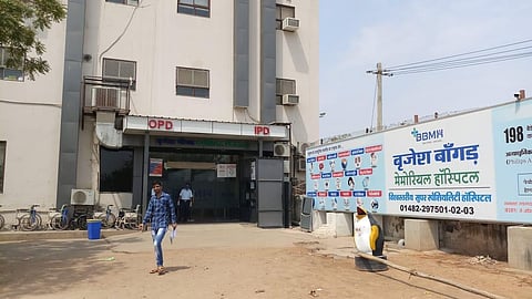 A man comes out from a hospital in Bhilwara.