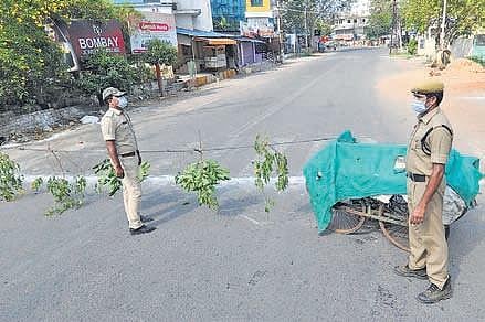 Road leading to Gayatri Nagar in Vijayawada is completely blocked after the detection of second positive case on Thursday.