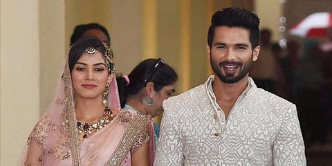 Bollywood actor Shahid Kapoor with his wife Mira Rajput (Photo | PTI)