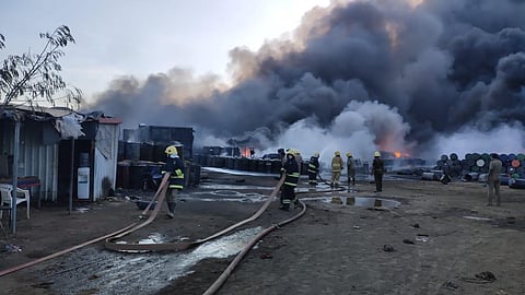 Massive fire at Gummidipoondi Sipcot. (Photo| EPS)
