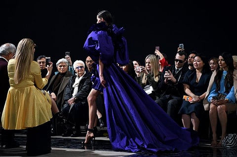 A model presents a creation by Elie Saab during the Women's Fall-Winter 2020-2021 Ready-to-Wear collection fashion show in Paris, on February 29, 2020. (Photo | AFP)