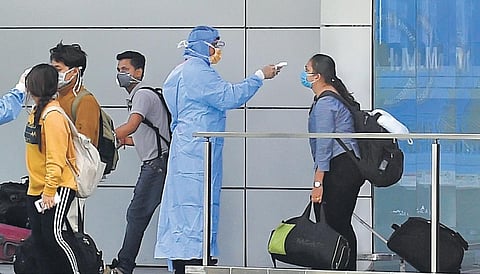 Thermal screening of passengers during lockdown in the wake of coronavirus pandemic. (Photo | PTI)