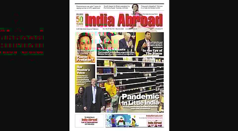 A snippet of newspaper 'India Abroad'. (Photo | India Abroad E. Edition)