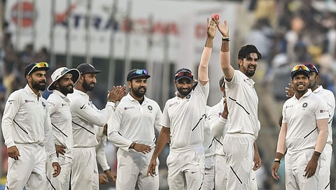 Indian pacers Ishant Sharma, Mohammed Shami and Umesh Yadav along with their teammates. (File Photo | AFP)