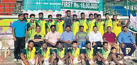 The Madurai team that won SDAT Chief Minister’s Trophy State Level Hockey Tournament