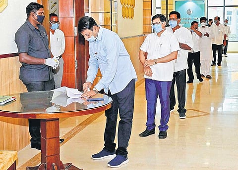 MLAs wearing mask before the special Assembly session on Monday | EXPRESS