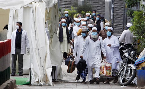 People who came for Jamat a religious gathering at Nizamuddin Mosque being taken to LNJP hospital for coronavirus testing. (Photo | Anil Shakya, EPS)