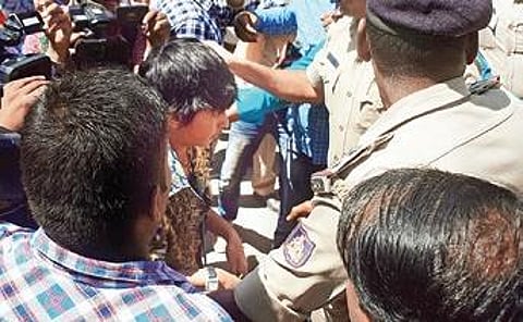 File picture of Aridra being led away by the police | Express