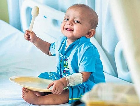 Cheerful Ahan Dev after surgery