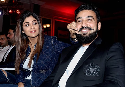Bollywood star Shilpa Shetty with her husband Raj Kundra. (File Photo | PTI)