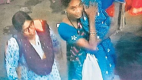 The CCTV camera footage of a woman, who abducted an infant at Renigunta railway station in Chittoor district a few days ago | EXPRESS