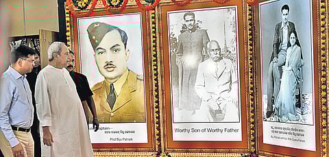 Chief Minister Naveen Patnaik going round a photo exhibition on legendary Biju Patnaik at Jaydev Bhawan in Bhubaneswar on Thursday | Biswanath Swain