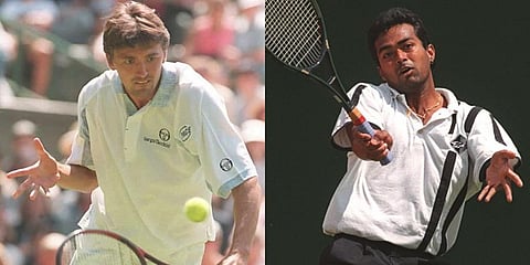 2001 Wimbledon champ Goran Ivanisevic (L) and 18-time Grand Slam champ Leander Paes (File Photo | AFP)