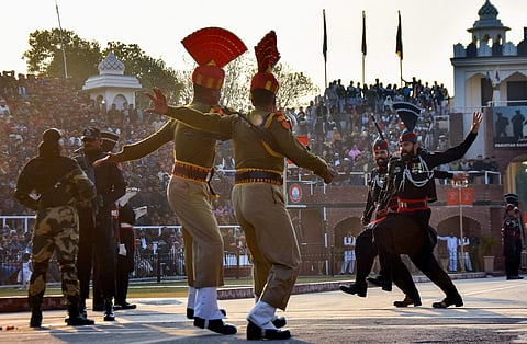 Border Security Force and Pakistan rangers Attari-Wagah border. (File| PTI)