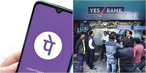 PhonePe (L) and Yes Bank branch. (Photo| EPS)