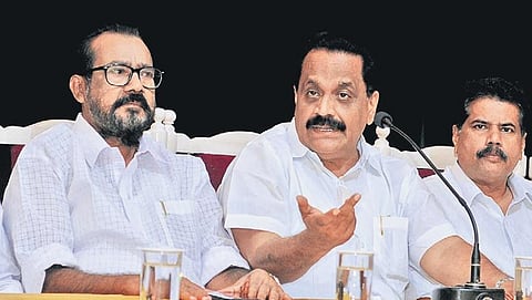 Kerala Congress (Jacob) chairman Johnny Nellore addressing a press meet in Kochi on Thursday | A Sanesh
