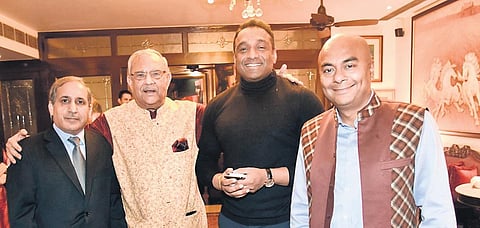 Peter T Hassan with Minister Mekapati Goutham Reddy, Ambassador of Saudi Arabia Dr Saud Mohammad Alsati and Bhupendra Chaubey on Friday I Express