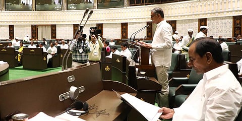 Telangana Finance Minister T Harish Rao presents the State Budget for FY 2020-21. (Photo| EPS)