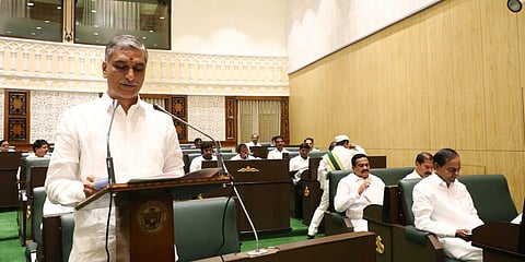 Telangana Finance Minister T Harish Rao presents the State Budget for FY 2020-21. (Photo| EPS)