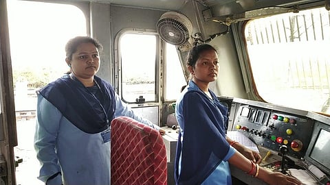 Loco pilot Munni Tigga and assistant Rajeswari Biswal. (Photo| EPS)l. (Photo| EPS)