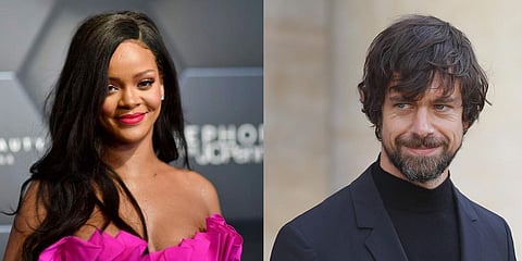 From (L to R): Singer Rihanna and Twitter CEO Jack Dorsey (Photos | AFP, PTI)
