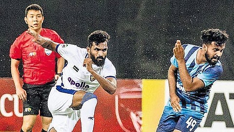 CK Vineeth (left) in action on the field