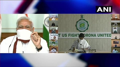Prime Minister Narendra Modi holds a meeting via video-conferencing with the Chief Ministers. (Photo | ANI)