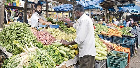 Vegetables showcased at a retail vegetable shop at Munnar prior to Vishu previous year.