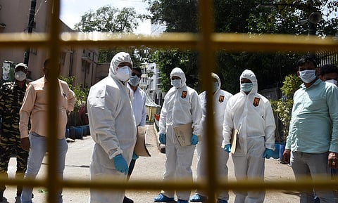 Health workers in personal protective suits. (Photo | Parveen Negi, EPS)
