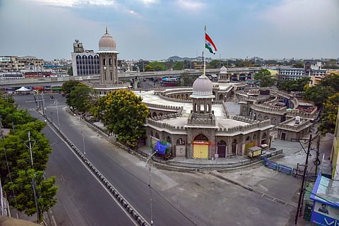 A view of deserted Mozamjahi market during the nationwide lockdown in the wake of coronavirus pandemic in Hyderabad Sunday April 12 2020. (Photo | PTI)
